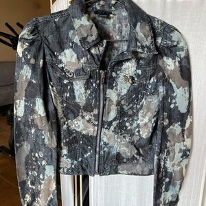 Diesel Black and Gray Jean Jacket with Modern Urban Camouflage